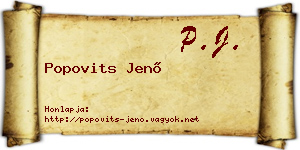 Popovits Jenő névjegykártya